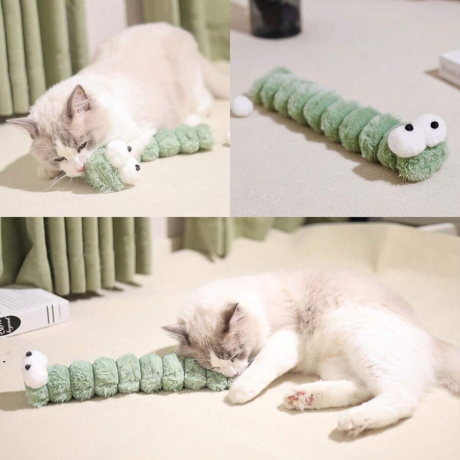 毛绒猫玩偶 - 柔软耐用，保护牙齿，室内猫咪磨牙棒，适合所有猫咪品种，可自娱自乐，磨牙玩具，宠物安抚用品，毛绒质感，无需电池，宠物用品