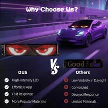 2PCS Devil Eye Light Windshield, 9.2*37.4cm Flexible LED Display Panel For Car Rear Window, Truck Windshield With Bluetooth Remote Control Custom Dynamic LED Lights - 1664-9,2 * 37,4 Cm-1pcs - View 6