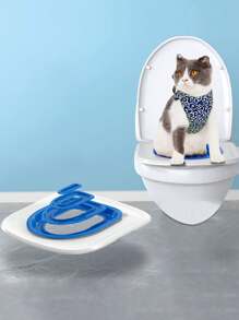 1 pieza Inodoro plegable cerrado para gatos de ABS con asiento de entrenamiento