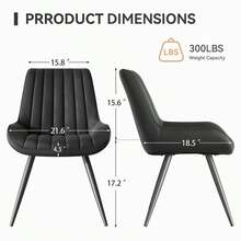 Nalupatio Dining Chairs Set Of 2, Modern Kitchen Chairs With Thick Cushions, Comfortable Upholstered Dining Chair With Metal Legs For Dining Room Or Kitchen Table - 黑色 - 查看 5