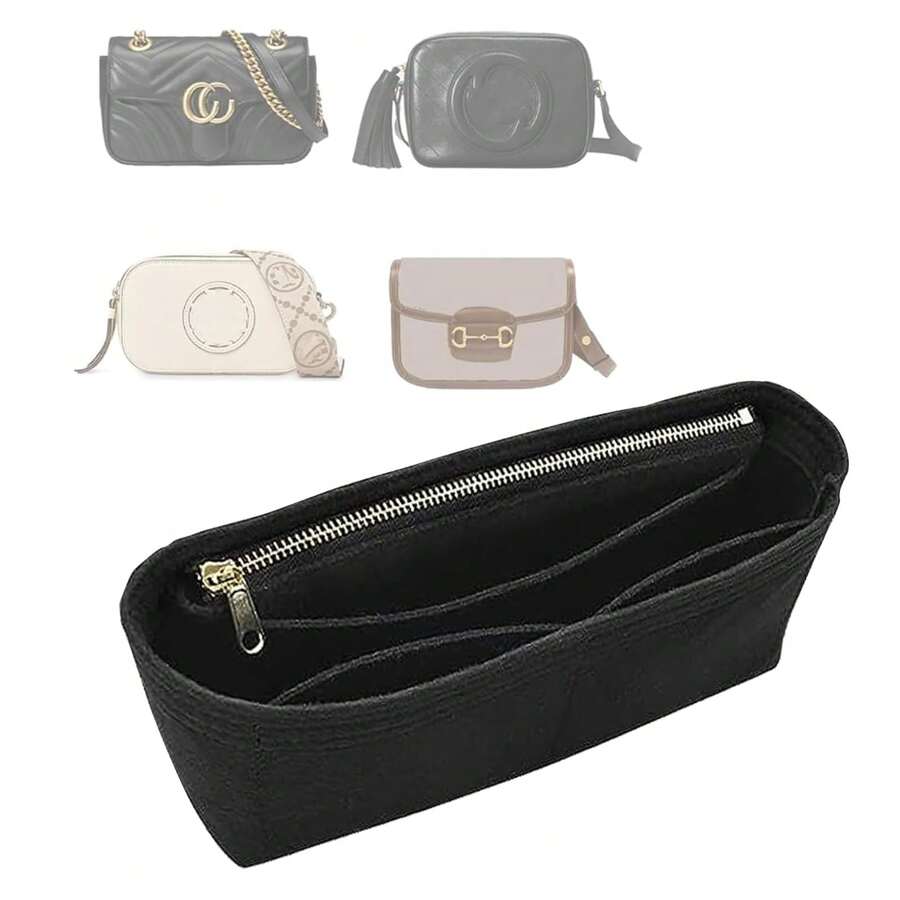 Organizator de pungă din pâslă cu fermoar GG, husă de umăr pentru femei, geantă de depozitare interioară pentru vezică urinară, organizator de geantă pentru școală, iarnă