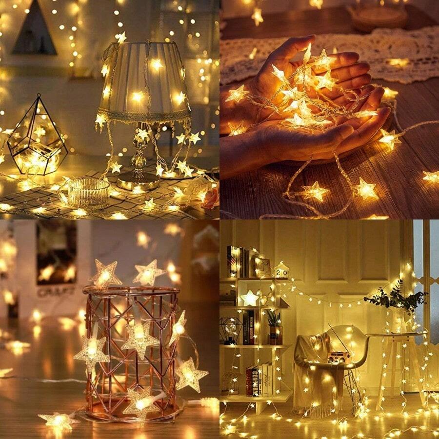 LiuhuayanStar Plug In String Lights 10ft 20 LED Star Fairy String Lights Warm White For Birthday Christmas Party Home Decorationhuayan