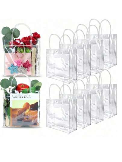 20~1pc Transparent Bag With Handle, Plastic Clear Bag, Suitable For Boutiques, Weddings, Birthday Parties, Christening Parties, Graduation Parties, Thanksgiving Gifts, Christmas Gifts, Valentine's Day Gifts, New Year Gifts, Reusable Clear PVC Gift Packaging Bags, Applicable For Bridal Shower, Wedding, Birthday, Shopping, Minimalist Home Decor, Clear Handle Gift Bags, Clear Wedding Gift Bags, Group Gift Bags, Holiday Party Supplies, Easter Gifts, Christmas Gifts