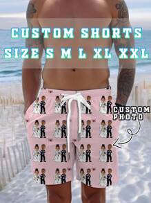 Pantaloncini personalizzati con stampa di sposa e sposo, con foto personalizzata, regalo di compleanno, regalo per vacanze, addio al celibato, matrimonio in spiaggia, festa in pigiama