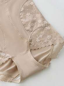 Women's High Waist Lace Sexy Slimming Tummy Control Shapewear Pants, Seamless Thin Waist Shaping Leggings - Apricot - View 5