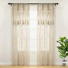 LUSH DECOR Boho Macrame Tassel Cotton Window Curtain/RoomDivider/WeddingBackdrop/WallDecor Neutral Single 40X84 Halloween-Fall Decor-Room Decor - 中性的 - 查看 1