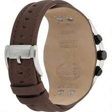 Fossil Coachman 计时码表男士休闲石英表 CH2890 皮革表带和白色圆形表盘手表适合日常佩戴，送给男士男朋友的生日礼物 - 白色 - 查看 4