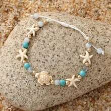 1 件海龟和海星串珠手链，适合夏季海滩度假装