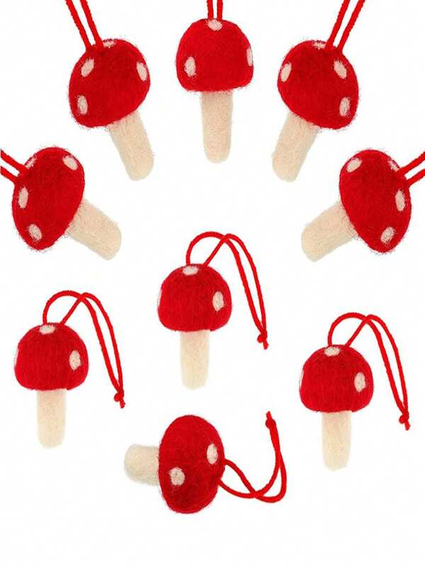 5/10/20pcs Felt Mushroom Christmas Ornaments, Cute Red & White Mushroom Hanging Decorations With Strings, Suitable For Holiday, Daily, Home Party Decor Home Decor Christmas Decorations Room Decor Winter