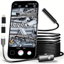 1920P HD Endoscope Camera With Light For IPhone And Android Semi-Rigid Cable Snake Camera, 8 Adjustable High Brightness LED Lights, USB Power Mode, ≤36V Operating Voltage, Without Battery, For Inspection, Auto Repair Industry, Pipeline Dredging