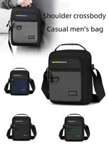 1pc New Vertical Nylon Material Multi-Layer Zipper Closure Adjustable Shoulder Strap Casual Daily Business Men Messenger Bag, Suitable For Commuting, Work, Business Meetings Canvas Tote Bag - Multicolor - View 1