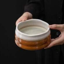 One-Piece Set Of 500ml/700ml Round Striped Ceramic Matcha Bowl, Song Dynasty Tea Ordering Tool Ceramic Threaded Tea Bowl, Tea Stand, Silver Flower Paper High-Temperature Roasting Process, Fadeless, Beautiful And Durable, Easy To Carry And Use, Suitable For Business Meetings, Art Appreciation, Outdoor Travel And Leisure Occasions Japanese Tea Ceremony Bowls And Tea Ceremony Accessories 1pc - Multicolor - View 9