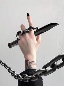 全新万圣节装饰深色个性化哥特式蝙蝠戒指男女通用开口戒指适合万圣节派对 - 彩色 - 查看 4