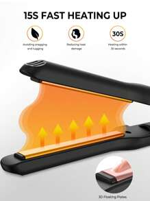 ATOPSKINS Mini ferro da stiro, tensione 110-240V, adatto per frangia e capelli corti - display LCD della temperatura, piastra lisciante, struttura, essenziale per il ritorno a scuola (design minimalista nero e oro)