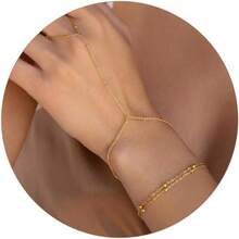 MBW Gold Bracelets Women, Dainty 14K Gold Plated Bracelet Stack Beaded Chain Bracelet Set Thin Small Cute Paperclip Bracelets Fashion Waterproof Jewelry Gold Accessories Women - HC GD3 - 查看 12