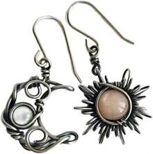 Vintage Butterfly Earrings Sun And Moon Earrings For Women Moon Moth Earrings Long Crystal Earrings Vintage Gothic Style Jewelry - 顏色 4 - 查看 5