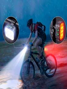 Luz de bike farol dianteiro e traseiro led para bike recarregável - Preto - Visão 6