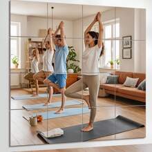 1/4/8片装方形装饰镜面墙贴、3D亚克力镜面墙砖、模块化DIY墙面装饰、2毫米厚亚克力镜面贴纸、3D家居装饰创意自粘托盘、适用于装饰桌子中央或用于婚礼、客厅装饰、卧室装饰、厨房、浴室装饰、