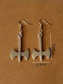 suteyi 1 par de pendientes de espada oscura de Halloween, pendientes de hacha de batalla y hoz, pendientes góticos - Plateado - Ver 7