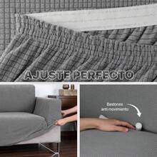 Juego de Protector Cubre Sala Elástico Strech Fit,Funda de sofá elástica universal, para un solo asiento, dos asientos, tres asientos, antideslizante, lavable, a prueba de polvo, suave al tacto, fácil de instalar, duradera, adecuada para sala de estar, dormitorio, oficina y exterior. - Gris - Ver 6