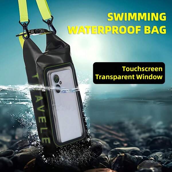 Bolsa seca flotante impermeable con funda transparente para teléfono con pantalla táctil, Saco seco de PVC de 2L/10L con cierre enrollable para natación, rafting, buceo, navegación, kayak, pesca, surf, camping, senderismo, playa, piscina, crucero. Funda impermeable para teléfono con correa ajustable para el hombro, bolsa seca con pantalla táctil transparente para iPhone 15/14/13 Pro Max, bolsa deportiva para exteriores, artículos esenciales para vacaciones de verano para hombres, mujeres y adolescentes