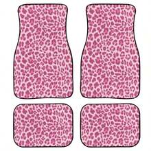 Easypie Selection 2件/4件套豹纹汽车座椅垫，棕色豹纹图案前后排汽车座椅垫，汽车地毯脚垫，汽车装饰配件，时尚棕色豹纹设计，汽车脚垫，汽车地毯，酷炫棕色豹纹图案，防滑汽车脚垫，耐脏，打造专属驾驶空间 - 豹紋地墊套裝 - 查看 8