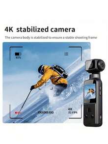 4K USB 可充电 270° 旋转摄像机，配备 1.33 英寸 CMOS 和稳定功能，适用于视频和视频博客 - 黑色 - 查看 9