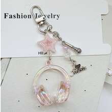 1pc Unisex Ombre Music Note Keychain Earphone Phone Strap Versatile CCD Card Holder Student Backpack Pendant Music Festival Gift Keychain For Bag Car Accessories For Women - Multicolor - View 4