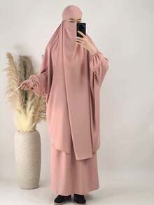 1 Bộ váy Abaya Hồi giáo, thoáng khí và thoải mái, nhiều màu sắc, váy Hijab Khimar và Abaya Jilbab cổ điển và đa năng, khăn trùm đầu cầu nguyện Jilbab chất lượng cao cho phụ nữ Hồi giáo, quần áo Hồi giáo Khimar - Nhiều màu - Xem 13