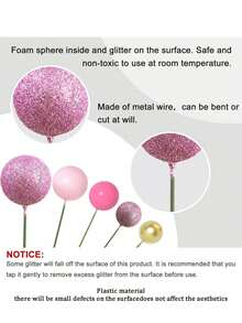 50 pezzi - Bastoncini decorativi in schiuma per torte di festa di nascità, mini palloncini per decorazioni di torte di compleanno, serie rosa, a forma di perla, per decorazioni di feste di compleanno di bambini e bambine, festa di nascità e matrimoni - Multicolore - Visualizzare 7