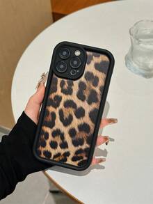 Cheetah Print Apple 1pc Leopard Print Straight Edge Perforated Phone Case, Compatible With Iphone 15 Pro Max, 14 Plus, 13 Pro Max, 12, 11, 7G, 7P, IX, XR, XS Max Waterproof Shockproof Anti-Fall Scratch Resistant - Model2(1PC) - View 3