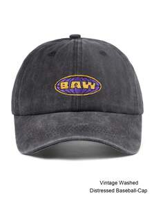 1pc Unisex BAWw Embroidered Baseball Cap Golf Dad Hat, Back To School Vintage Adjustable Washed Distressed Baseball Cap, Suitable For Baseball Games - Black - View 14