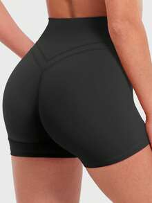 YEOREO Gym Workout Shorts For Women High Waisted Tummy Control Hidden Scrunch 4.5" Booty Shorts Julissa Cross Waist Yoga - 黑色 - 查看 5