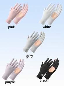 زوج من قفازات النساء الصيفية، قابلة للتنفس، مضادة للأشعة فوق البنفسجية، مضادة للانزلاق، راحة اليد قابلة للمس الشاشة، مناسبة للرياضات الخارجية والقيادة والدراجات