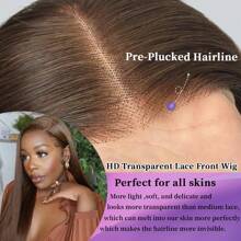 VIOLLY 200 密度 28 英寸直发手工编织真人发假发混合假发 - 混合真人发和合成发 | 透气、耐热、持久、可调节且舒适 | 13x6 大面积透明蕾丝前片，有黑色、巧克力色和高光蜂蜜金色可选