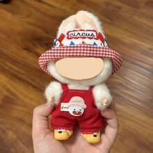 [Clothes Only] 17cm Labubu Clothes Suitable For 17cm Labobo Dolls, LBB Figurines And Other Dolls That Can Wear Clothes - Labobo Red & Blue Knitted Hat Set, Black & Red Suspender Pants Set For Labubu