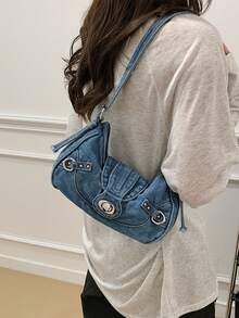 حقيبة هلال مزينة بالزوايا الحديثة Y2K، حقيبة كتف متعددة الاستخدامات للنساء مناسبة للجينز، محفظة حقيبة الكتف، مناسبة للتسوق والتنقل.