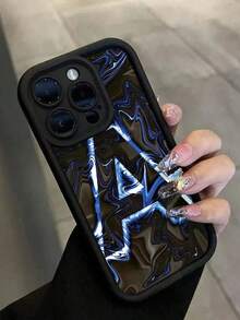 Apple 1pc Letter Print Black Matte Phone Case, Shockproof, Anti-Fingerprint Full Cover Hard Case Suitable For IPhone17/IPhone17 Air/IPhone17 Pro/IPhone17 Pro Max/16 Pro Max/15 Pro Max/14 Pro Max/13 Pro Max/12 Pro Max - 黑色 - 查看 2