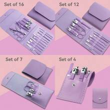 NEFOUME 1 Set Stainless Steel Manicure Clippers, Nail Clipper, Foot File Grooming Beauty Tools Nail Care Kit, Portable - Purple - View 2