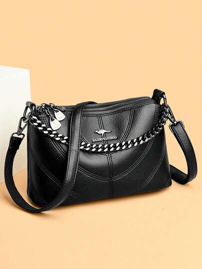 时尚品牌女士小号单肩包，奢华设计师款PU皮革斜挎包，女士纯色休闲旅行手提包