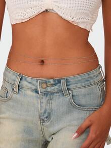 1/2/3 szt. Vintage prosty, modny metalowy łańcuszek wielowarstwowy seksowny łańcuszek na brzuch, odpowiedni do codziennego noszenia i na wakacje na plaży, zawieszka do ciała na prezent