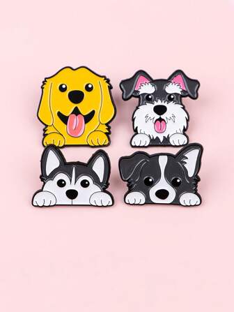 4 pièces Pins émail chiens de compagnie mignons Schnauzer Broches Épinglette sur sac à dos Accessoires Mode Bijoux Cadeaux pour Amis