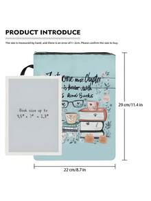1pc Cute Cat & Book Design Zipper Pocket Book Cover - Comfortable Blue & Orange Design, Ideal For Paperback Book Covers, Perfect Gift For Book Lovers, Book Sleeve | Humorous Design | Zipper Closure, Book Sleeve - Baby Blue - View 3