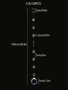 1/5/10 件水晶珠链，带钩亚克力宝石珠串，适用于圣诞树装饰、家居装饰派对装饰、门窗悬挂装饰、吊灯、婚礼道具、圣诞节 - 無色 - 查看 3