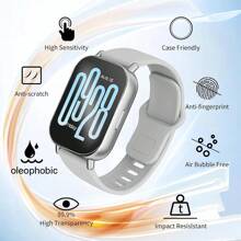 3pcs Tempered Glass Screen Protector, Compatible With Xiaomi Redmi Watch 4, Watch 5 Lite, Watch 5 Active, Transparent Protective Film, Super Durable, Anti-Fingerprint, Bubble-Free, High Definition, Scratch-Resistant, Waterproof, Shockproof, Anti-Drop, Full Coverage - Clear - View 3