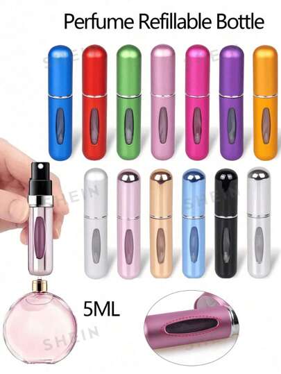 5ml Mini Perfume Spray Bottle, Refillable Transparent Atomizer, Portable Perfume Decanting Container, Empty Cosmetic Sample Bottle, Suitable For Travel, Bedroom, Bathroom Decor, Wedding, Party, Airplane Carry-On