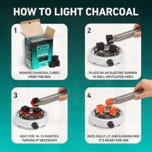 25mm Low Ash Coconut Charcoal Briquettes - 100% Natural, Odor & Chemical Free, Longer Burn Time, 72 Cubes