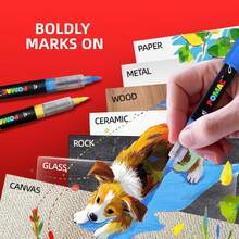 Summer Must-Have,2025 Best SellerAcrylic Paint Markers Pens 12 Assorted Colors, Water-Based Paint Markers Brush Tip, No-Bleed Liquid Acrylic Marker Pens Waterproof For Fabric, Canvas, Rock, Glass, Wood, DIY Crafts, Art Supplies - 48 colors - 查看 6