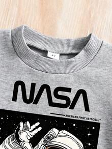 幼儿卡通印花保暖圆领运动衫和裤子套装