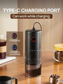 Brutelle 1pc Coffee Grinder USB Rechargeable Electric Coffee Grinder Adjustable Coarse And Fine Grinding Machine Suitable For Home Office Coffee Corner School